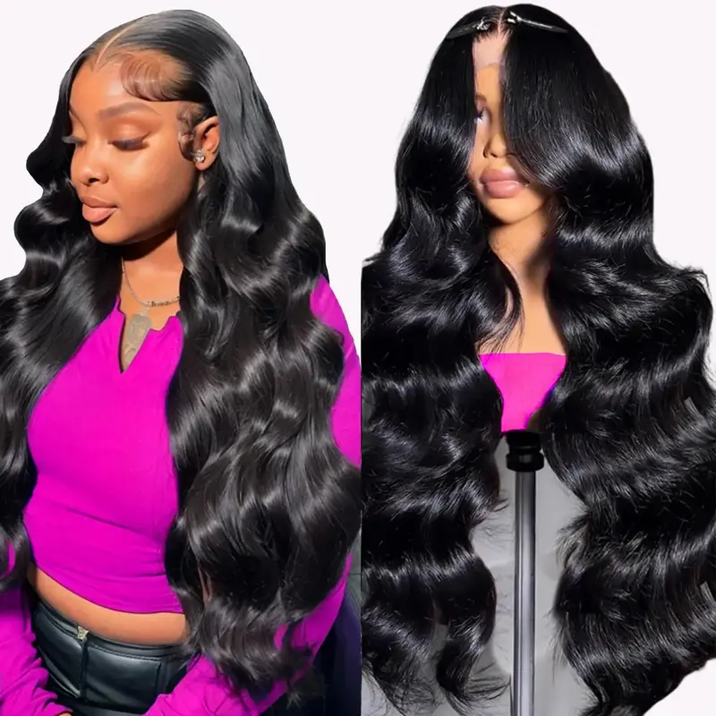 Body Wave 13x6 HD Lace Front Human Hair Wigs 200% density Pre plucked  Lace Frontal Human Hair Wigs For Women With Baby Hair