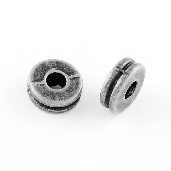 Tibetan Style Flat Round Alloy Spacers Beads