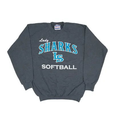 HANES Lady Sharks Softball Sweatshirt Grey Mens S