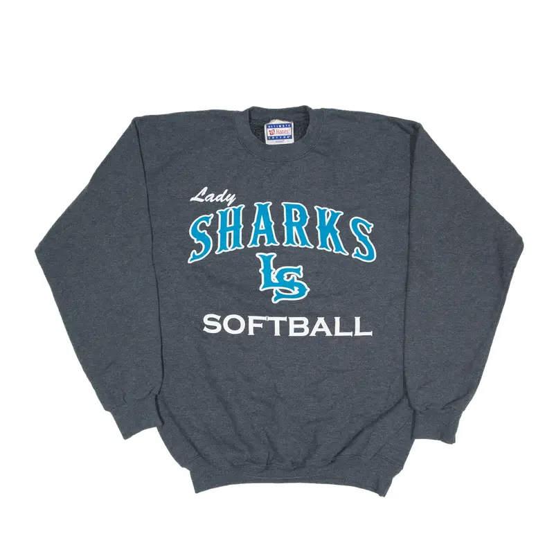 HANES Lady Sharks Softball Sweatshirt Grey Mens S