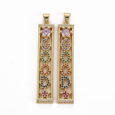 Brass Micro Pave Cubic Zirconia Big Pendants