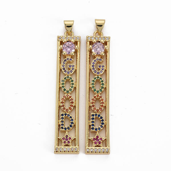 Brass Micro Pave Cubic Zirconia Big Pendants