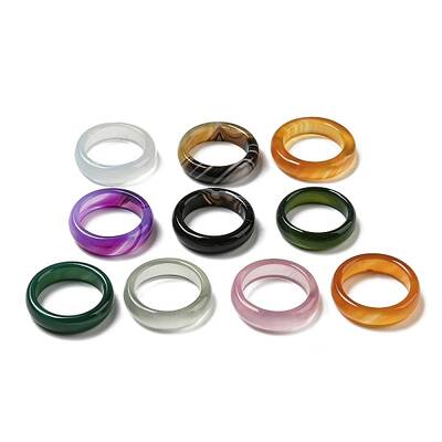 Dyed & Heated Natural Agate Plain Band Rings