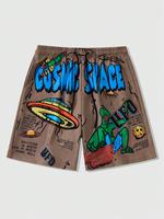 Men's Cartoon Basketball & Letter Print Boxer Briefs, Regular Fit Casual Comfy Breathable Shorts for Daily Wear, Men's Underw...