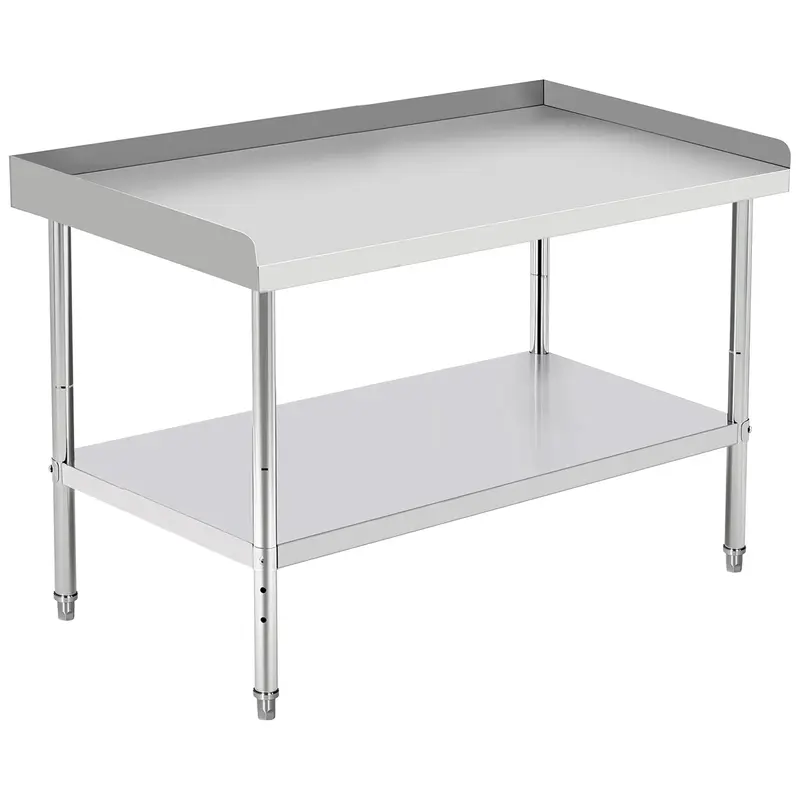 Garvee 60L x 24W x 30H Stainless Steel Grill Stand Table Inch NSF Certified Adjustable Legs 400 lbs Capacity 2 Edge B...