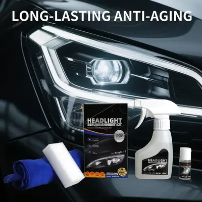 Automotive Headlamp Restoration Fluid,Oxidized and Yellowed Automotive Headlamps Blurring Enhanced Crystallization Coating Re...