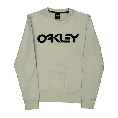 Oakley Spellout Sweatshirt - Medium Cream Cotton Blend
