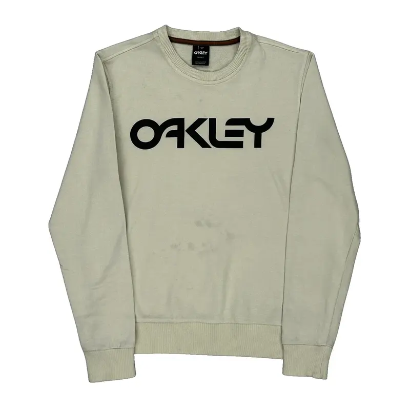 Oakley Spellout Sweatshirt - Medium Cream Cotton Blend