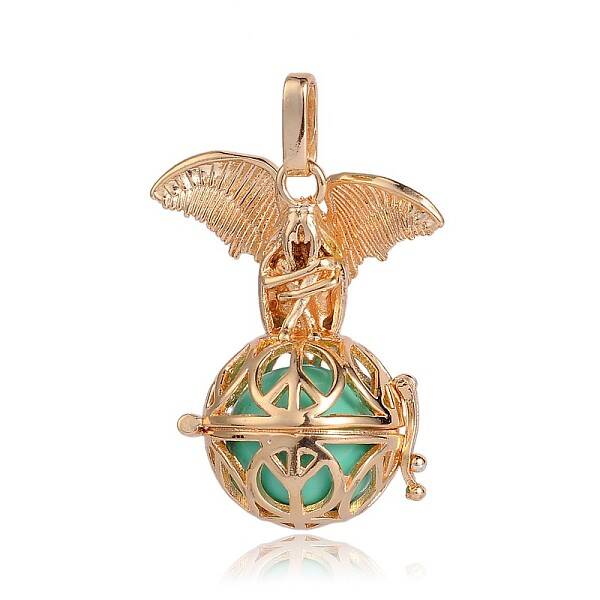 Golden Plated Brass Hollow Round Cage Pendants