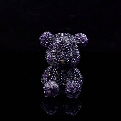 Bear Resin with Natural Amethyst Chips Inside Display Decorations