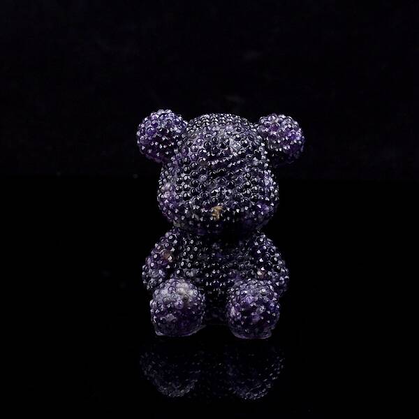 Bear Resin with Natural Amethyst Chips Inside Display Decorations
