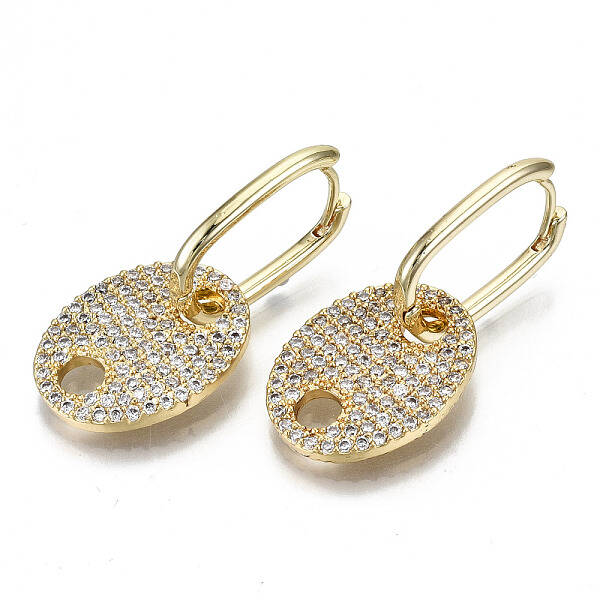 Brass Micro Pave Clear Cubic Zirconia Huggie Hoop Earring