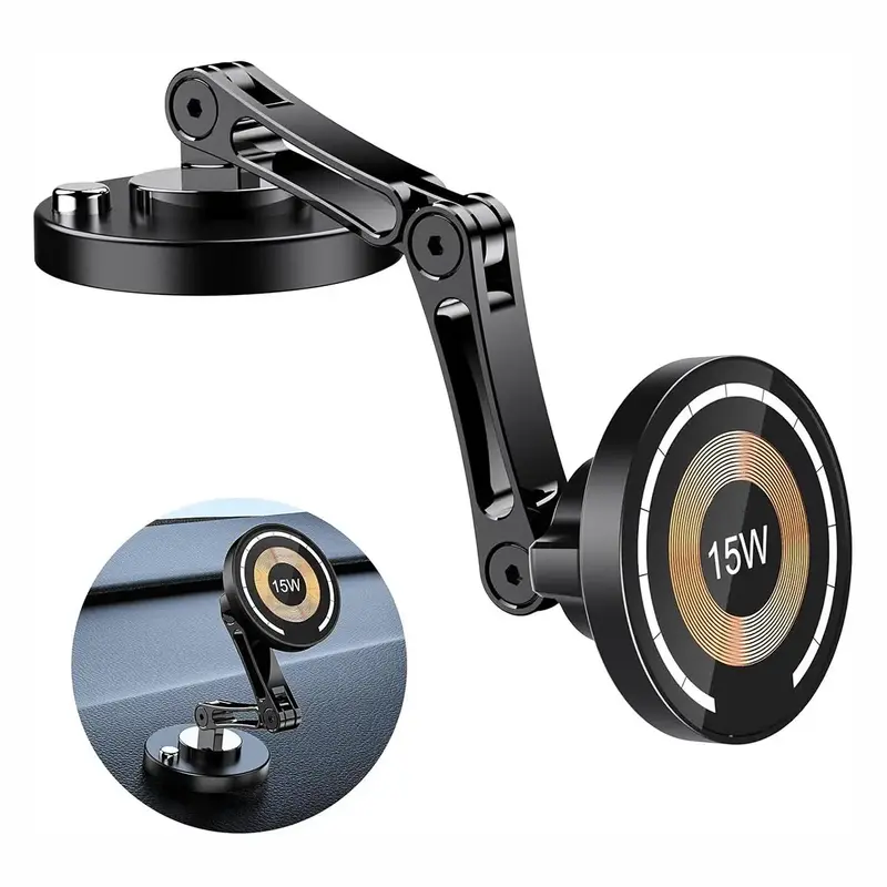 Magnetic Wireless Car Charger, 15W Fast Charging Phone Holder Mount, Car Cell Phone Holder Compatible with iPhone 15 14 13 12...