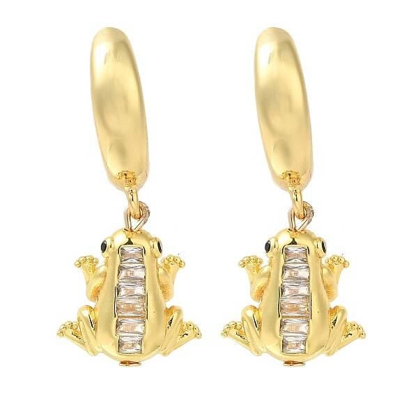 Rack Plating Forg Brass Micro Pave Cubic Zirconia Hoop Earrings