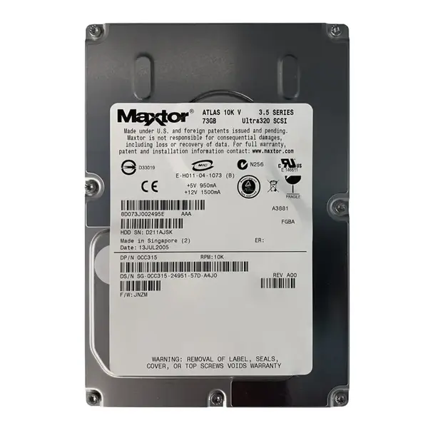 0CC315 Dell 73GB Ultra-320 SCSI 10000 3.5-inch 8MB Hard Drive