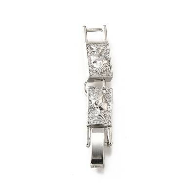 Brass Micro Pave Clear Cubic Zirconia Fold Over Clasps