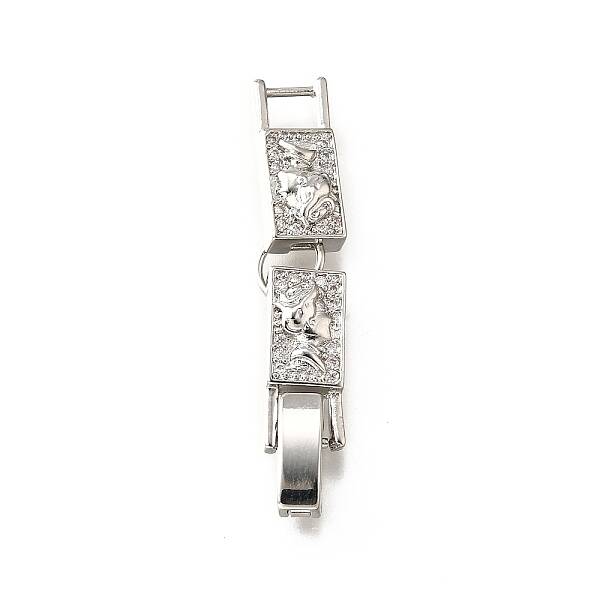Brass Micro Pave Clear Cubic Zirconia Fold Over Clasps