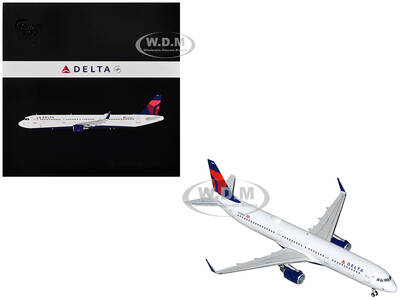 Airbus A321 Commercial Aircraft Delta Air Lines (N328DN) White with Blue and Red Tail Gemini 200 Series  1/200 Diecast Model ...