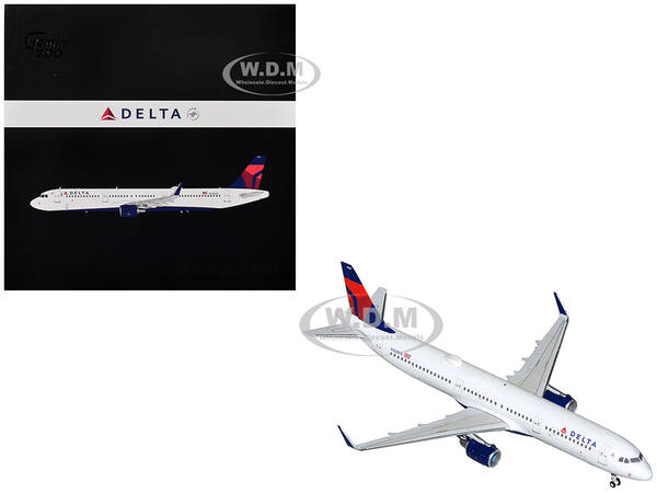 Airbus A321 Commercial Aircraft Delta Air Lines (N328DN) White with Blue and Red Tail Gemini 200 Series  1/200 Diecast Model ...