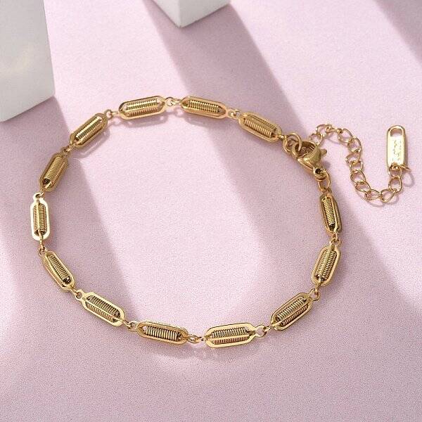 304 Stainless Steel Spring Oval Link Chain Bracelets for Women Men