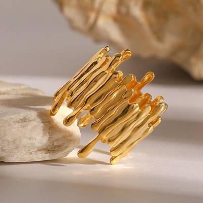 Irregular Geometry 304 Stainless Steel Cuff Rings