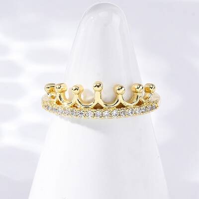 Brass Micro Pave Clear Cubic Zirconia Cuff Rings