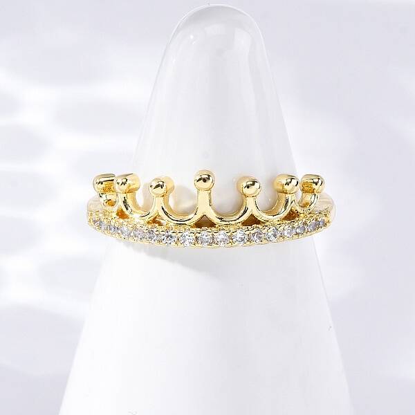 Brass Micro Pave Clear Cubic Zirconia Cuff Rings