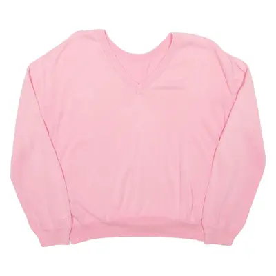 GANT Cropped Womens Jumper Pink V-Neck Tight Knit S