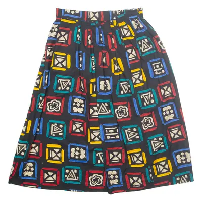 NORTHINGTON ESSENTIALS Womens A-Line Skirt Black Midi Crazy Pattern UK 14