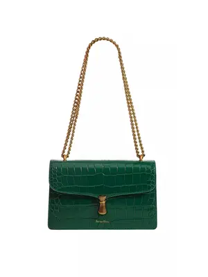 Smting croc print crossbody flap bag