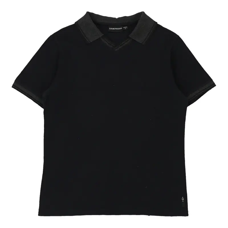 Emporio Armani Collared T-Shirt - Large Black Cotton