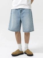 Men's Plain Denim Shorts, Loose Casual Comfy Jeans Shorts for Daily Wear, Woven Bottoms for All Seasons, Cotton, Light Wash, ...