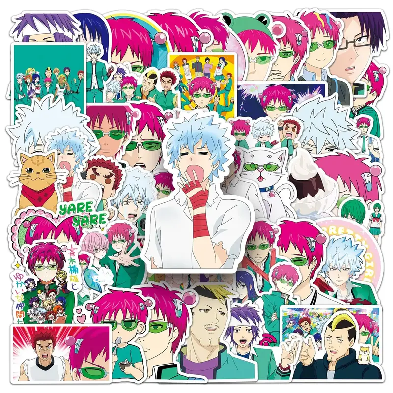 Anime Character Pattern Sticker, 50pcs/set Waterproof Self Adhesive Sticker, DIY Sticker for Gift Greeting Card Water Bottle ...