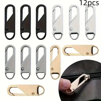 Random Color Detachable Zipper Repair Tool Kit, 12pcs/set Zipper Head, Zipper Repair Tool Kit for Bag, Clothes, Backpack, Wal...