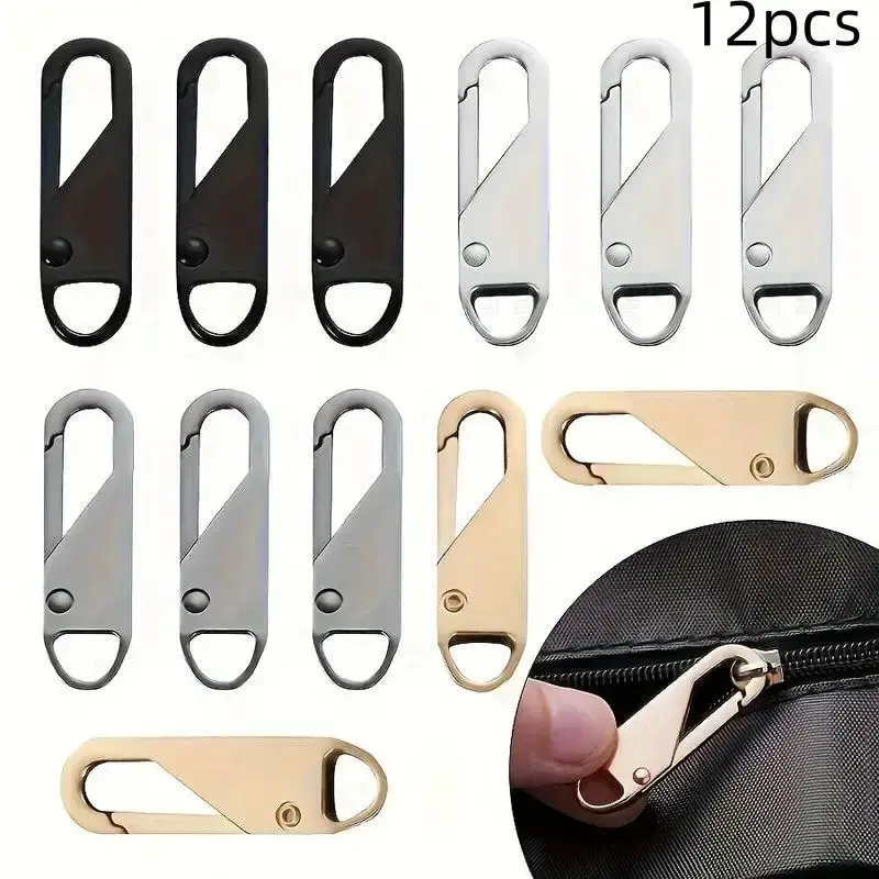 Random Color Detachable Zipper Repair Tool Kit, 12pcs/set Zipper Head, Zipper Repair Tool Kit for Bag, Clothes, Backpack, Wal...