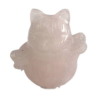 Natural Rose Quartz Carved Healing Lucky Cat Figurines