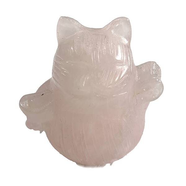 Natural Rose Quartz Carved Healing Lucky Cat Figurines
