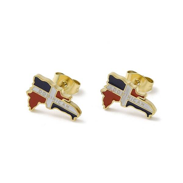 Ion Plating(IP) 304 Stainless Steel Enamel Stud Earrings