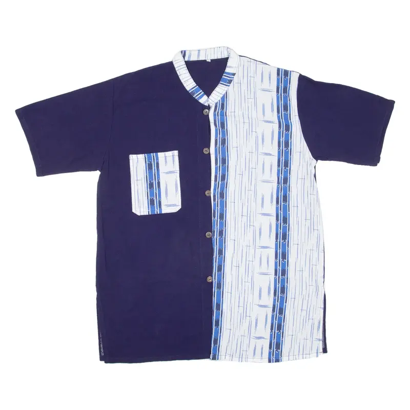 Mens Shirt Blue Crazy Pattern L