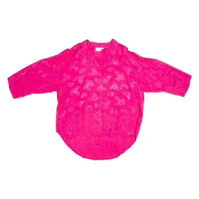 ACKERMAN Womens Shirt Pink Viscose Floral Long Sleeve M