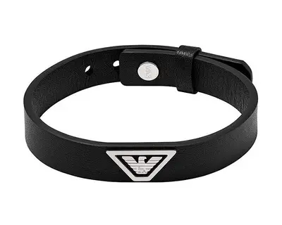 Emporio armani Men's Black Leather Bracelet EGS3128040