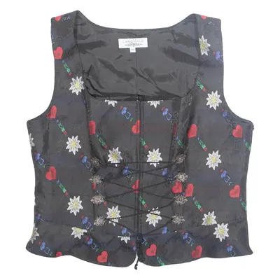 LANDHAUS Womens Milkmaid Shirt Black Sleeveless Floral M