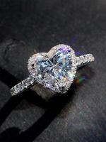 Summer Romantic Heart Shaped Rhinestone Decorated Ring, Fashion Accessories for Wedding Party, Daily Clothing Decor, Trendy A...
