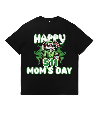 Mother’s Day Bunny T-Shirt - Adorable Rabbit Graphic, Black Cotton Short Sleeve Tee, Perfect Gift for Mom, Casual & Comfort...