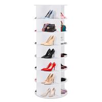 360° Rotating 6/7-Tiers Organizer Shoe Rack, Fits 24-28 Pairs of Shoes, Spinning and Revolving Round Shoe Rack, for Entryway...