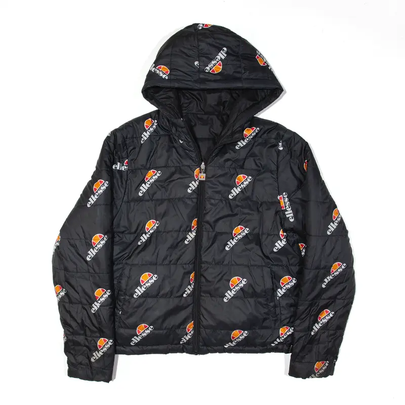 ELLESSE Reversible Puffer Jacket Black Womens UK 8