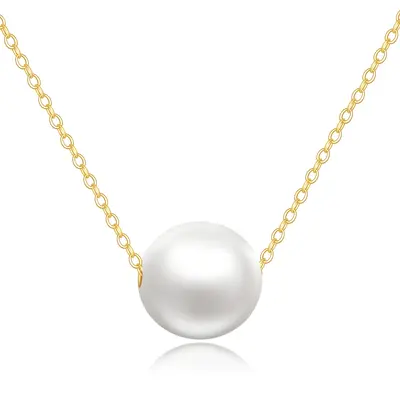 14K Gold Pearl Spherical Pendant Necklace