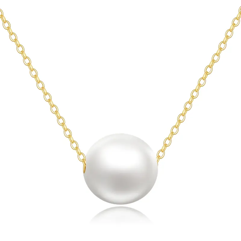 14K Gold Pearl Spherical Pendant Necklace