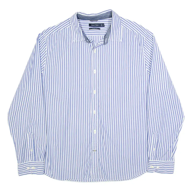 NAUTICA Mens Shirt White Striped Long Sleeve XL