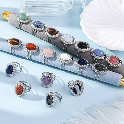 Oval Natural & Synthetic Gemstone Finger Rings